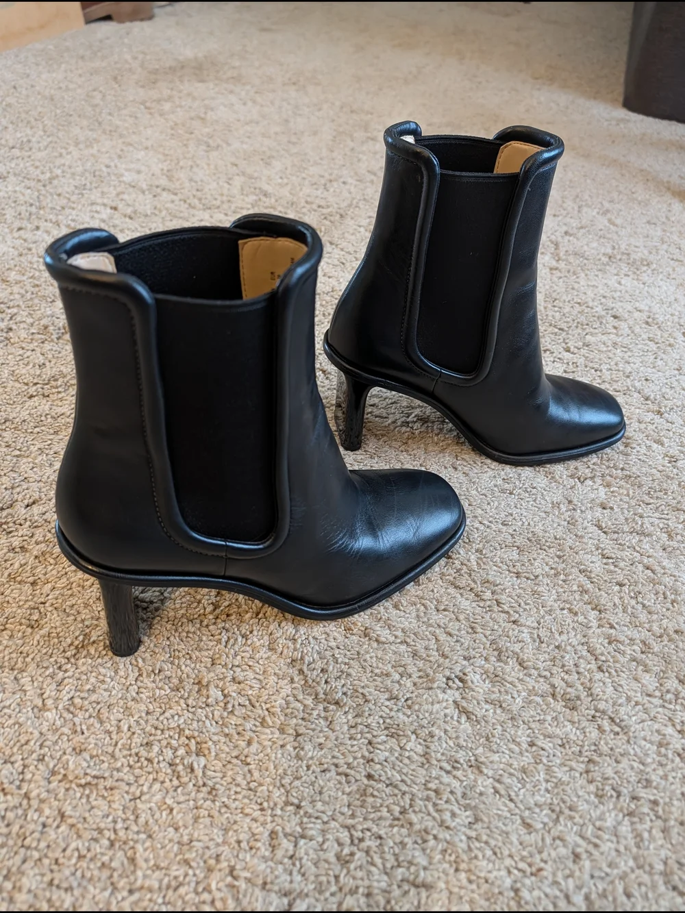 Coach Size 8.5 Black Leather Ankle Booties with Elastic Side Panels - Picture 2 of 4